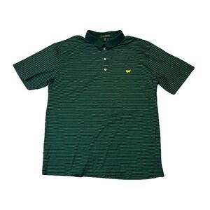 Amen Corner mens XL green stripe Masters mercerized Pima cotton golf polo shirt